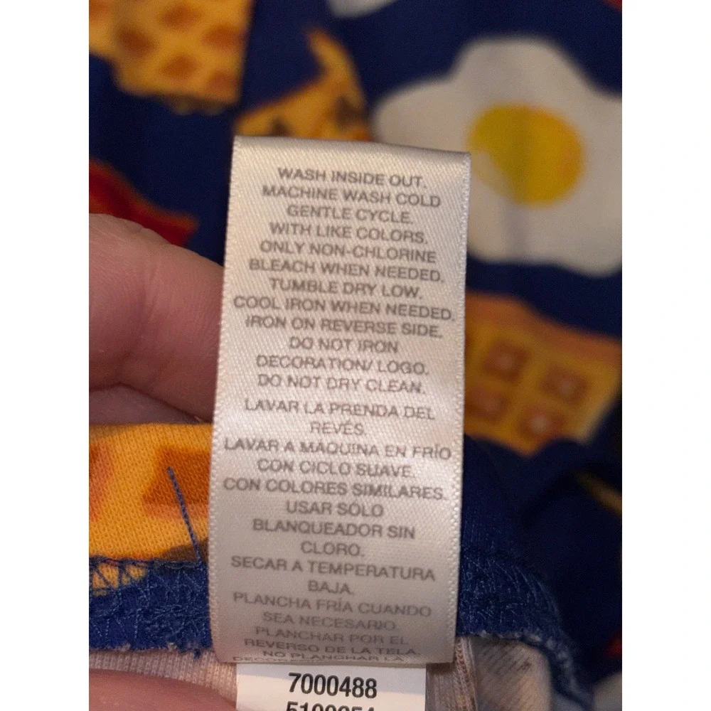The Childrens Place Boys Pajama Pants Blue Breakfast Waffles Eggs Bacon Size 12